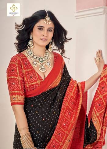 SHUBH SHREE CRUSH VOL-04 1001 TO 1008 DESINGER WELVET TUSSER SILK SAREE WHOLESALER IN INDIA